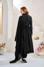 Elegant Black Muslin Cotton Anarkali Kurta Set with Dupatta