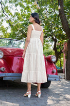 Chic White Cotton Embroidered One-Piece Western Dress