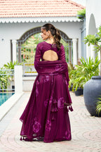 Premium Silk Printed Anarkali Set – Wine