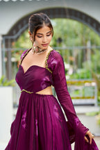 Premium Silk Printed Anarkali Set – Wine
