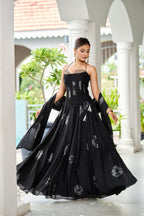 Premium Silk Corset Lehenga Set – Black