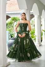 Premium Silk Corset Lehenga Set – Olive Green