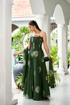 Premium Silk Corset Lehenga Set – Olive Green