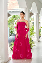 Premium Silk Corset Lehenga Set – Rani Pink