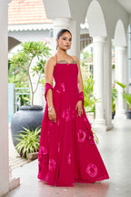Premium Silk Corset Lehenga Set – Rani Pink