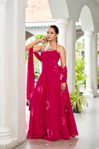 Premium Silk Corset Lehenga Set – Rani Pink