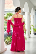 Premium Silk Corset Lehenga Set – Rani Pink